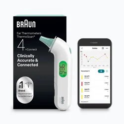 Braun ThermoScan 4+ Connect Ear Battery Health Thermometer