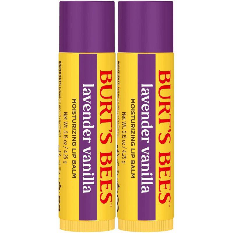 slide 2 of 10, Burt's Bees 100% Natural Origin Lavender Vanilla Lip Balm - 2pk/0.3oz, 2 ct; 0.3 oz