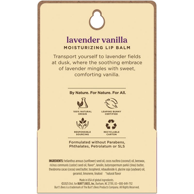 slide 10 of 10, Burt's Bees 100% Natural Origin Lavender Vanilla Lip Balm - 2pk/0.3oz, 2 ct; 0.3 oz