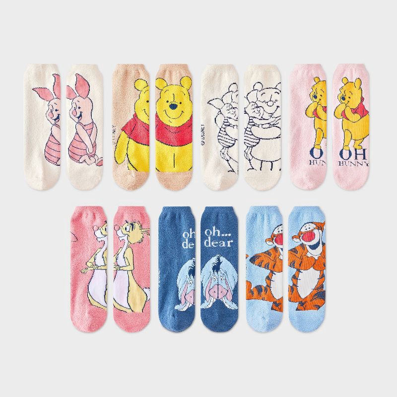 slide 2 of 4, Disney Women's Winnie The Pooh 7 Days of Cozy Crew Socks Gift Box - Assorted Color 4-10, 1 ct
