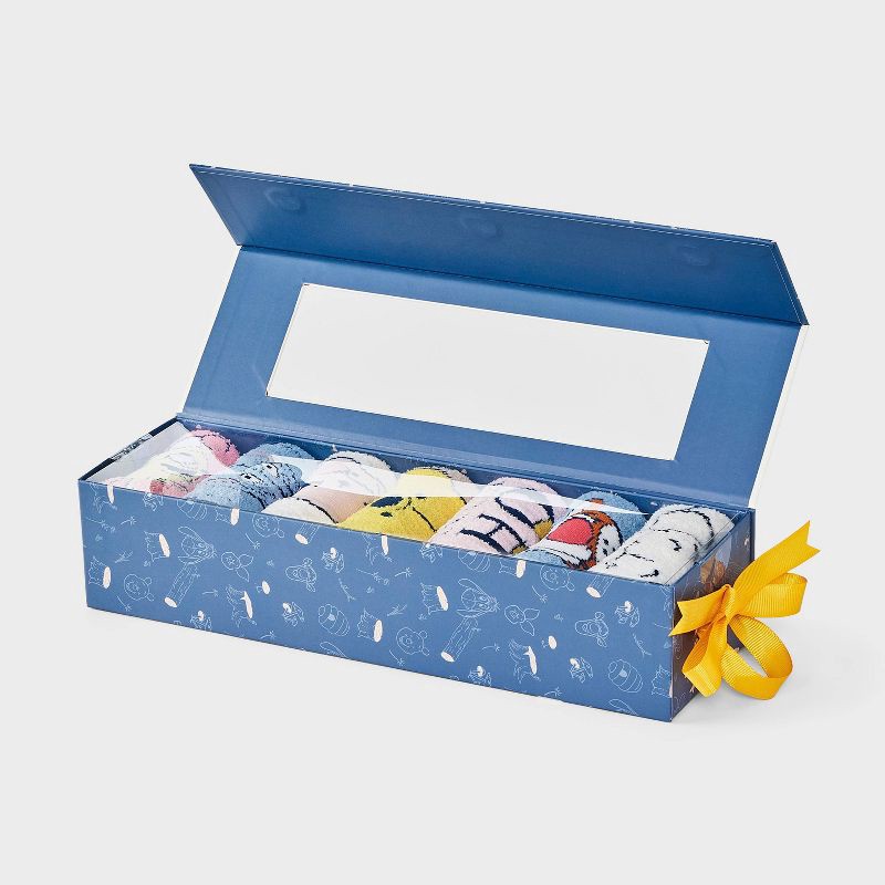 slide 4 of 4, Disney Women's Winnie The Pooh 7 Days of Cozy Crew Socks Gift Box - Assorted Color 4-10, 1 ct