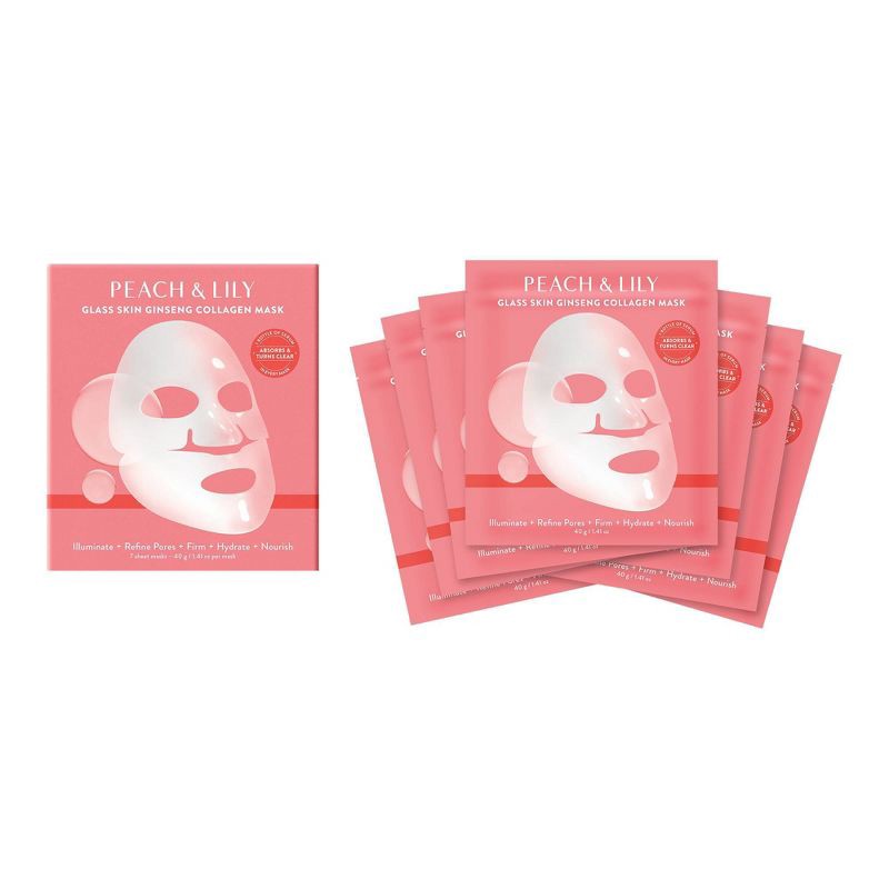 slide 1 of 9, Peach & Lily Glass Skin Ginseng Collagen Mask Set - 7ct - Ulta Beauty, 7 ct