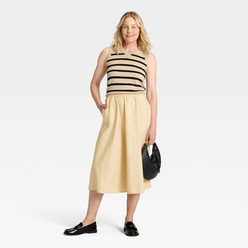 slide 3 of 3, Women's Midi Skirt - A New Day™ Cream M, 1 ct