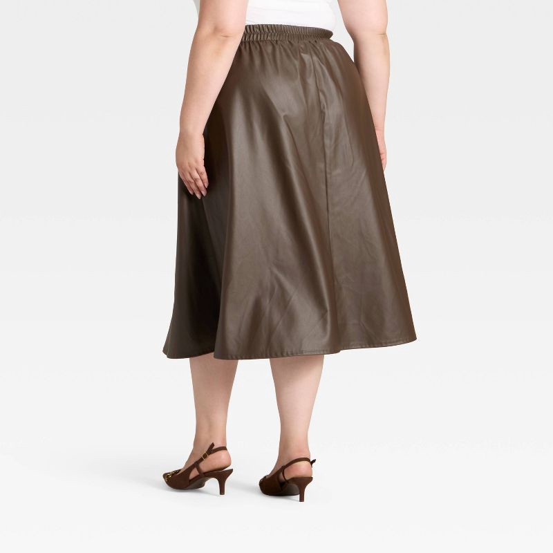 slide 2 of 3, Women's Faux Leather Skirt - A New Day™ Dark Brown M, 1 ct