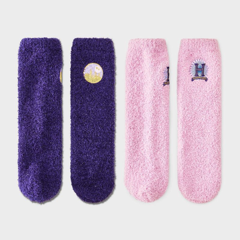 slide 2 of 4, Women's Harry Potter Snow Globe Box of Cozy Embroidered Crew Socks - Purple 4-10, 1 ct