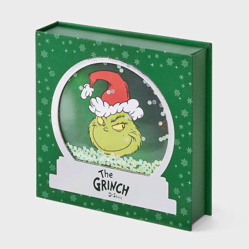slide 1 of 4, How the Grinch Stole Christmas Women's The Grinch Snow Globe Box of Cozy Embroidered Crew Socks - Red/White 4-10, 1 ct