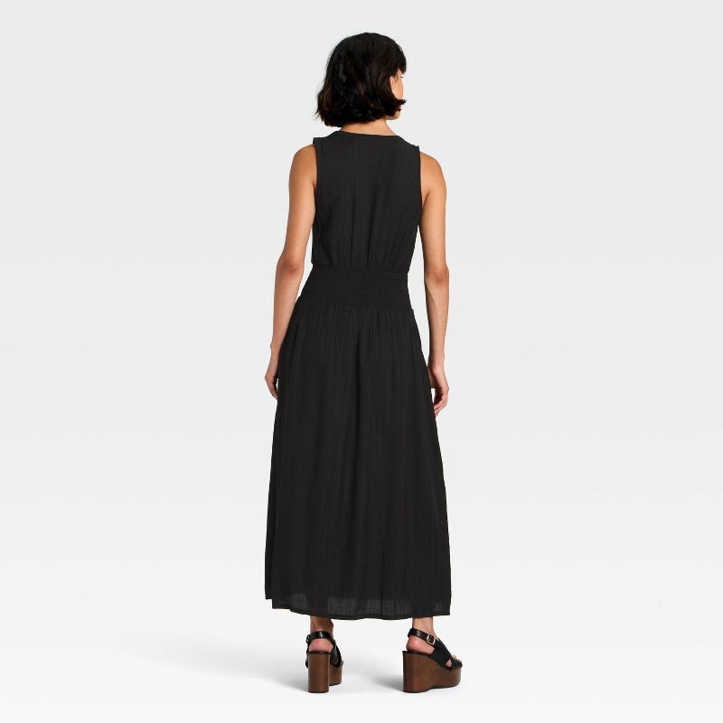 slide 2 of 3, Women's Button-Front Maxi A-Line Dress - Universal Thread™ Black M, 1 ct