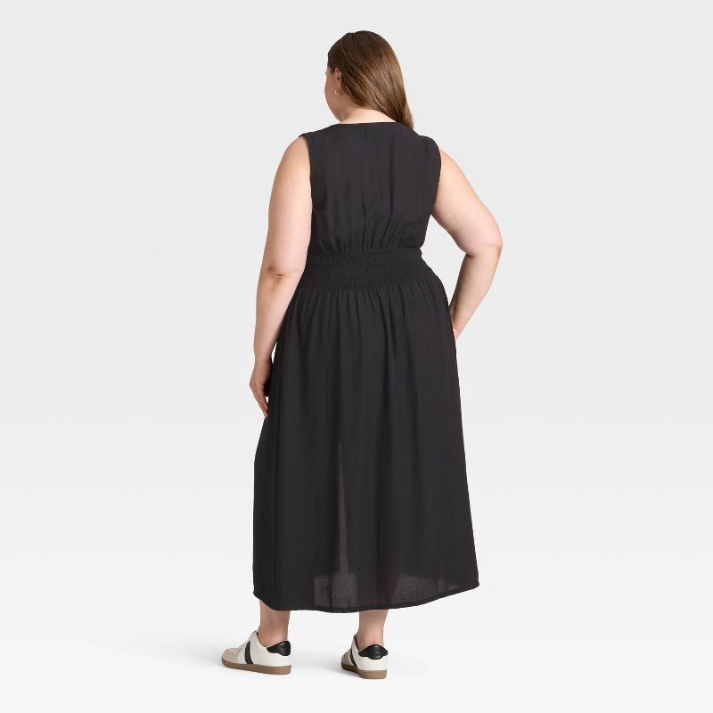 slide 2 of 3, Women's Button-Front Maxi A-Line Dress - Universal Thread™ Black XXL, 1 ct