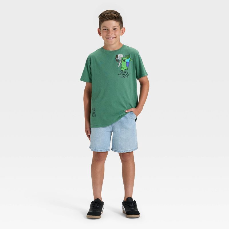 slide 4 of 4, Boys' Minecraft Creeper Short Sleeve Graphic T-Shirt - Green S, 1 ct