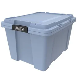 Hefty 18gal Max Pro Tote Blue Finch Base Lid with Black Latch and Brushed Silver Foil