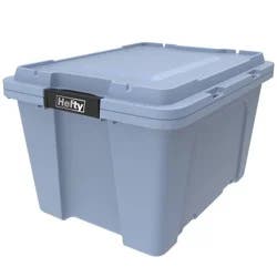 Hefty 18gal Max Pro Tote Blue Finch Base Lid with Black Latch and Brushed Silver Foil