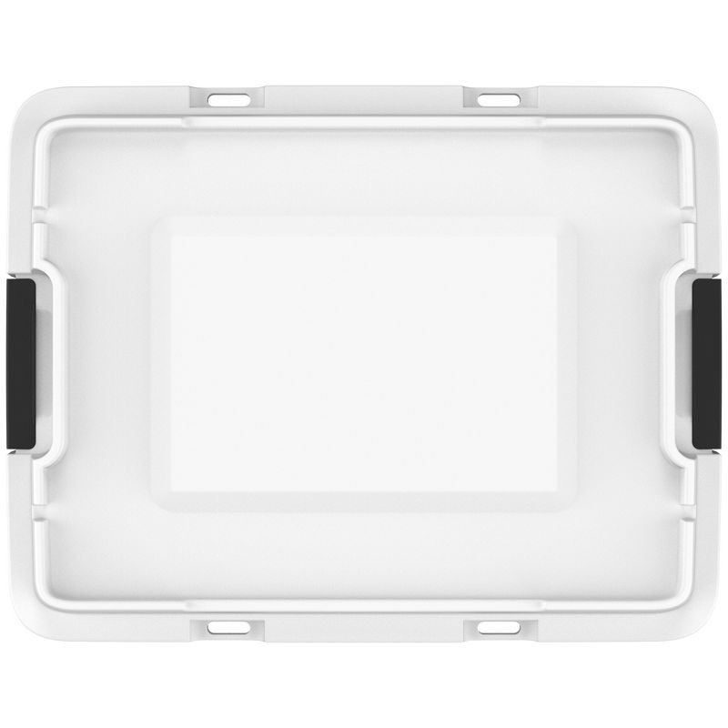 slide 4 of 7, Hefty 18gal Max Pro Tote White Base Lid with Black Latch and Brushed Silver Foil, 18 gal