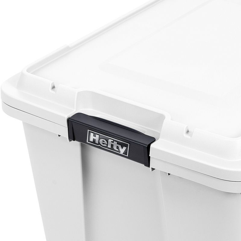 slide 5 of 7, Hefty 18gal Max Pro Tote White Base Lid with Black Latch and Brushed Silver Foil, 18 gal