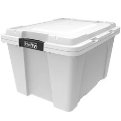 Hefty 18gal Max Pro Tote White Base Lid with Black Latch and Brushed Silver Foil