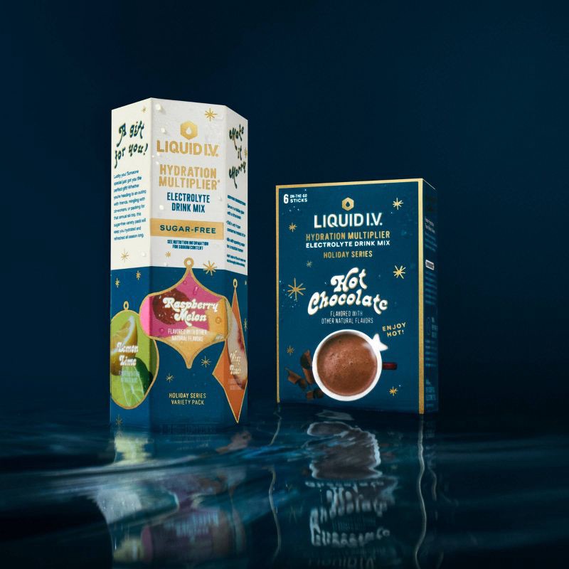 slide 8 of 10, Liquid I.V. Holiday Sugar Free Hydration Multiplier Lemon, Raspberry, Melon, Peach Powder Electrolyte Supplement Variety Pack - 3ct/1.37oz, 3 ct, 1.37 oz