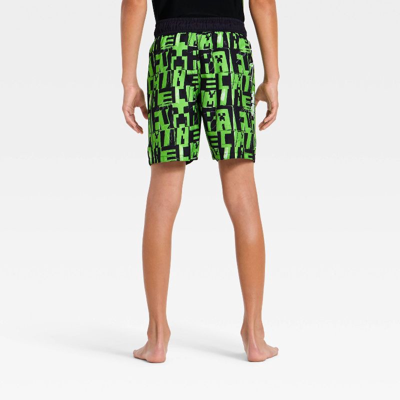 slide 2 of 3, Boys' Minecraft Swim Shorts - Green M, 1 ct