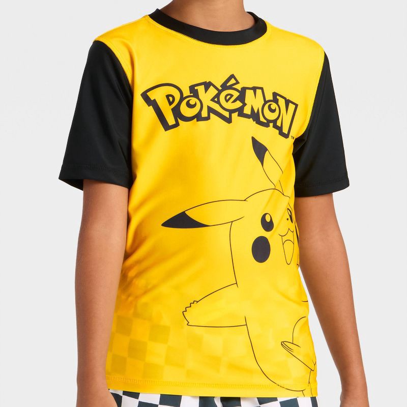 slide 2 of 4, Boys' Pokemon Rash Guard Top - Yellow XS, 1 ct