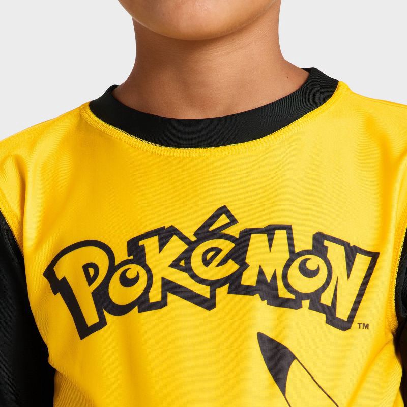 slide 4 of 4, Boys' Pokemon Rash Guard Top - Yellow XS, 1 ct