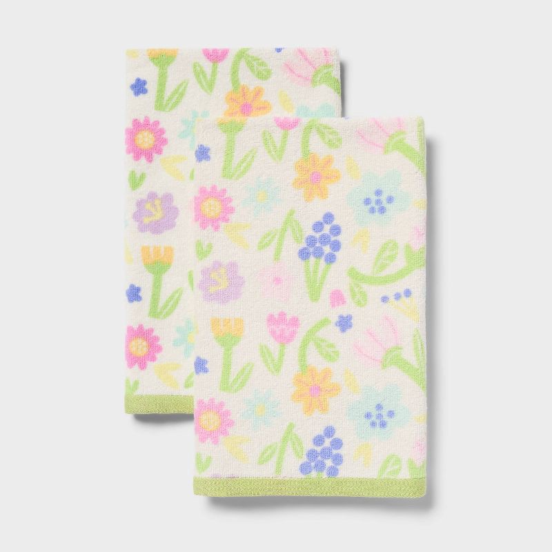 slide 1 of 3, 2pk Easter Floral Hand Towel Set - Room Essentials™, 2 ct