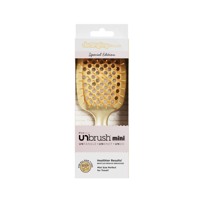 slide 3 of 4, UNbrush Mini Hair Brush - Chrome Gold, 1 ct