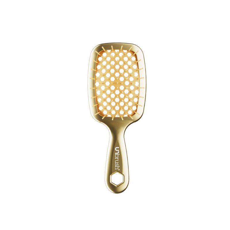 slide 1 of 4, UNbrush Mini Hair Brush - Chrome Gold, 1 ct