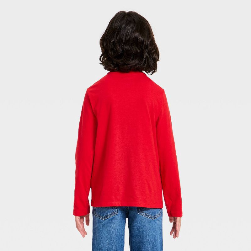 slide 2 of 3, Boys' Long Sleeve Solid T-Shirt - Cat & Jack™ Red M, 1 ct