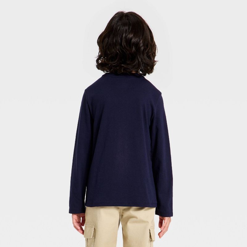 slide 2 of 3, Boys' Long Sleeve Solid T-Shirt - Cat & Jack™ Navy Blue XL, 1 ct
