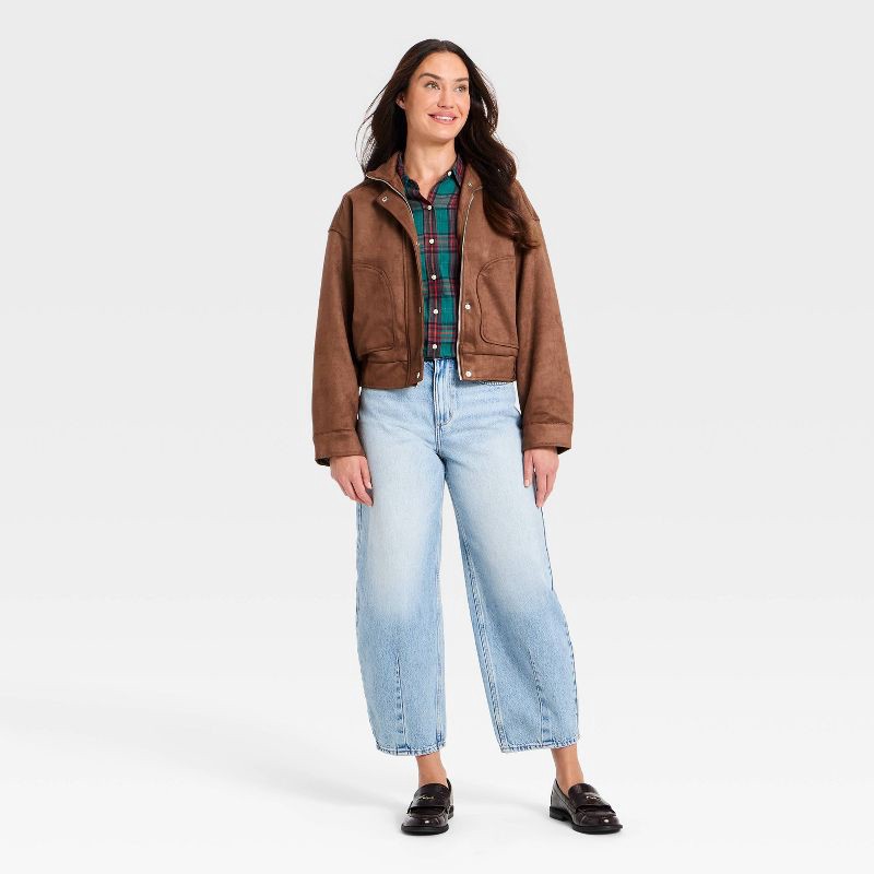 slide 3 of 3, Women's Suede Fashion Jacket - Universal Thread™ Rust XL, 1 ct