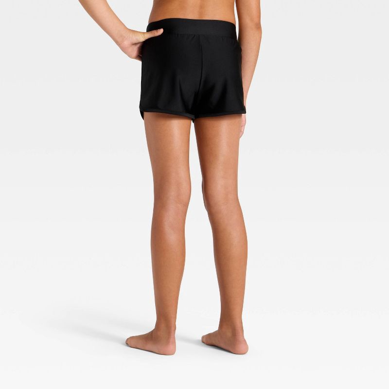 slide 2 of 3, Girls' Swimsuit Shorts Cover-Up - Cat & Jack™ Black XS, 1 ct