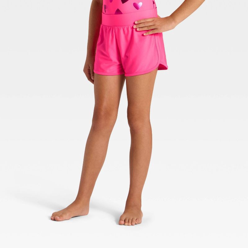 slide 1 of 3, Girls' Swim Shorts Cover-Up - Cat & Jack™ Pink XS, 1 ct