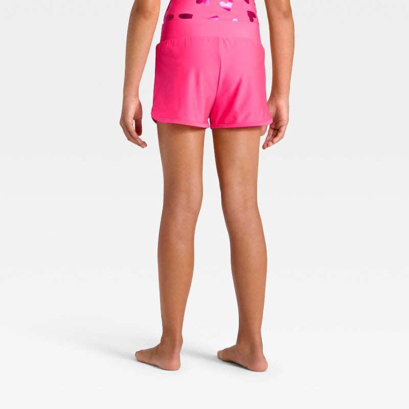 slide 2 of 3, Girls' Swim Shorts Cover-Up - Cat & Jack™ Pink M, 1 ct