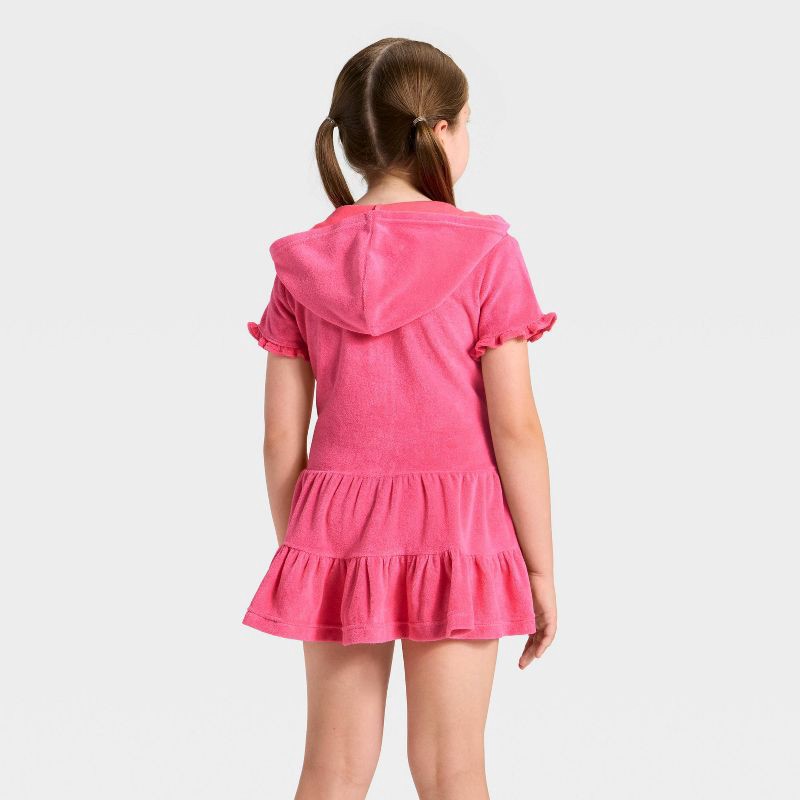 slide 2 of 3, Girls' Ruffle Terry Zip-Up Swimsuit Cover-Up - Cat & Jack™ Pink XS, 1 ct