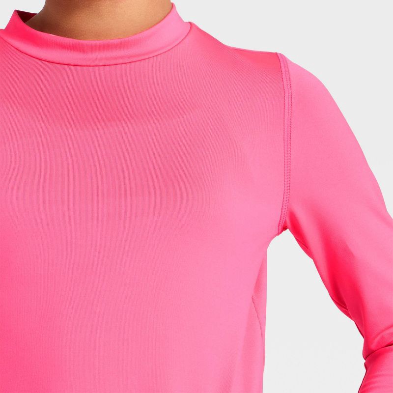 slide 3 of 3, Girls' Long Sleeve Rash Guard Swimsuit Top - Cat & Jack™ Pink S, 1 ct