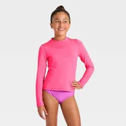 Girls' Long Sleeve Rash Guard Swimsuit Top - Cat & Jack™ Pink M