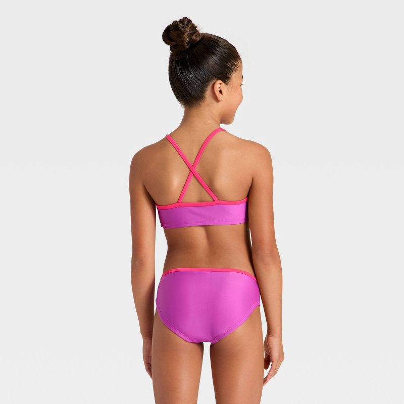 slide 2 of 3, Girls' Colorblock Two Piece Swimwear Set - Cat & Jack™ Purple M, 1 ct