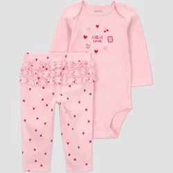 Carter's Just one you® Baby Girls' 2pc Valentines Day Little Love Bodysuit and Pull-On Pants Set - Pink 6M