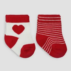 Carter's Just One You® Baby 2pk Valentines Day Socks - Red/White 0-6M