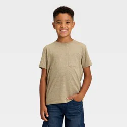 Boys' Short Sleeve Pocket T-Shirt - Cat & Jack™ Light Brown S
