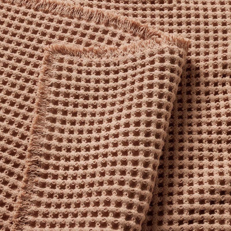slide 3 of 4, 21"x34" Waffle Cotton Bath Rug with Fringes Clay - Casaluna™, 1 ct
