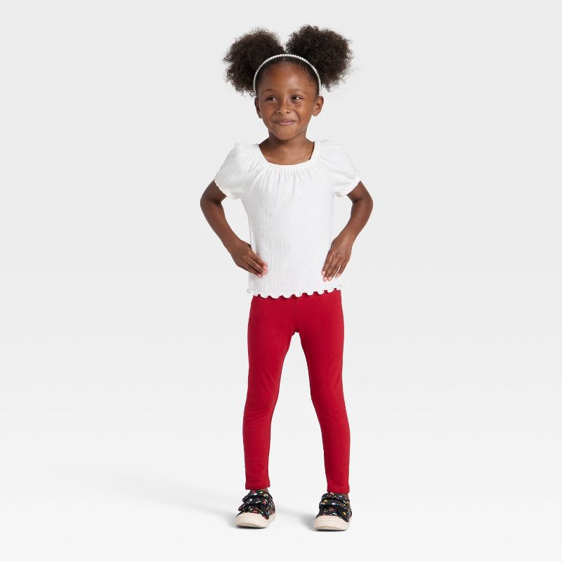 slide 3 of 3, Toddler Girls' Solid Knit Leggings - Cat & Jack™ Dark Red 12M, 1 ct