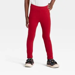 Toddler Girls' Solid Knit Leggings - Cat & Jack™ Dark Red 3T