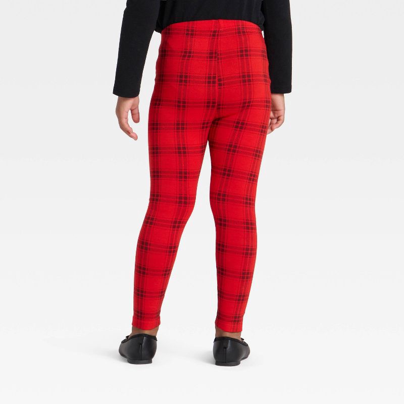 slide 2 of 3, Toddler Girls' Plaid Printed Leggings - Cat & Jack™ Medium Red 5T, 1 ct