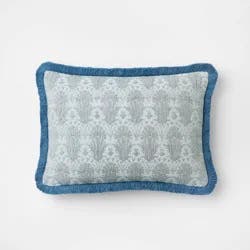 Threshold designed w/Studio McGee Lumbar Woven Shell Block with Fringe Edge Throw Pillow Bue - Threshold™ designed with Studio McGee