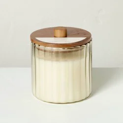 Hearth & Hand with Magnolia 2 Wick Glass with Wooden Lid Salt Jar Candle Cream 12oz - Hearth & Hand™ with Magnolia