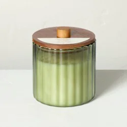 Hearth & Hand with Magnolia 2 Wick Glass with Wooden Lid Bergamot Jar Candle Green 12oz - Hearth & Hand™ with Magnolia