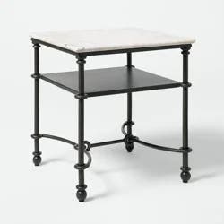 Threshold designed w/Studio McGee Metal and Marble Side Table with Shelf White Carrara Marble/Dark Bronze - Threshold™ designed with Studio McGee; Fully Assembled
