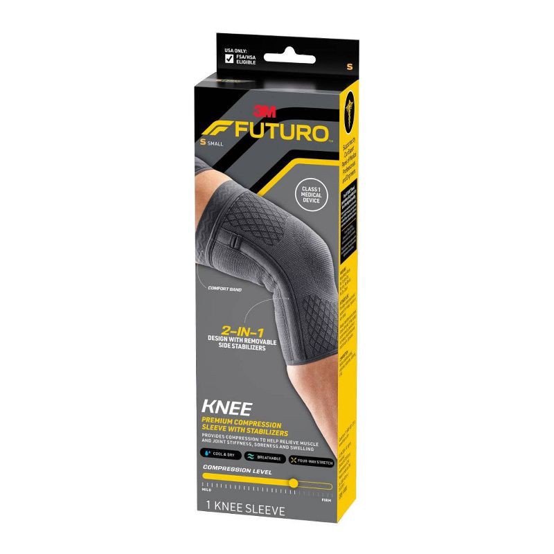 slide 1 of 10, FUTURO Premium Compression Knee Sleeve with Stabilizers - S, 1 ct