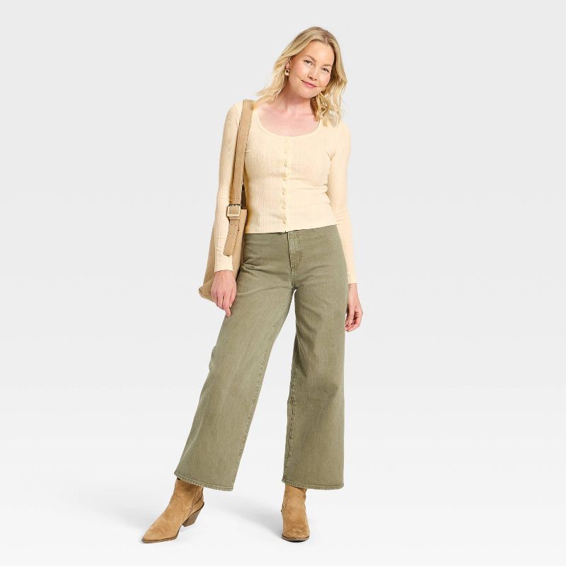 slide 3 of 4, Women's Button-Down Knit Cardigan - Universal Thread™ Cream S, 1 ct