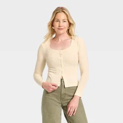 Women's Button-Down Knit Cardigan - Universal Thread™ Cream S