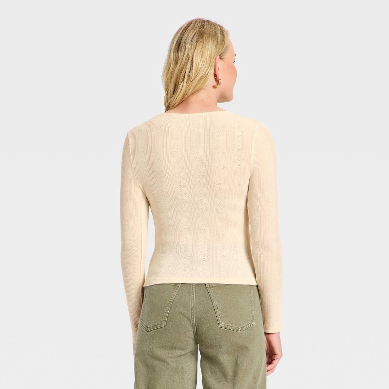 slide 2 of 4, Women's Button-Down Knit Cardigan - Universal Thread™ Cream L, 1 ct